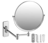 Tectake Round Double Sided Vanity Mirror With Magnification For Makeup And Styling 10 X Magnification - Silver