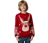 tectake Rudy Reindeer Kids' Christmas Jumper in Red | Size: 5-6 Years TECTAKE Red 5-6 Years