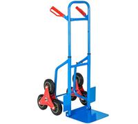 tectake® Sack Barrow with Adjustable Telescopic Frame, Folding Trolley with Star-Shaped, Stair-Climbing Wheels, Multi-Purpose Sack Truck with 200 kg Load Capacity & Sturdy Steel Frame - Blue