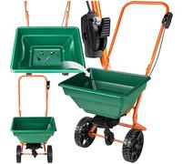 tectake® Lawn Spreader with 25-Litre Capacity & Adjustable Spread Rate, Robust Grit Spreader with Durable Steel Frame & Large Wheels for Easy Handling, Ideal Grass Seed, Fertiliser & Salt Spreader