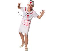 Girls Costume Zombie Nurse bloody Scrub Horror Fancy Dress Carnival Halloween