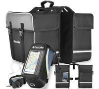 tectake Set Bicycle Bag Georg & Bicycle Frame Bag - Black/Green TECTAKE Multicolor