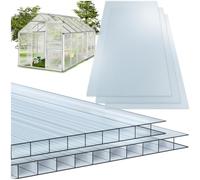 tectake® Set of 10 Polycarbonate Sheets, Cuttable, UV- & Temperature-Resistant Plastic Sheeting, 7.32 m² Surface, Plastic Roofing Sheets & Wall Panels for Greenhouse, Carport - 121 x 60.5 x 0.4 cm
