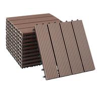 tectake Set Of 11 Outdoor Tiles Tegulas - Brown TECTAKE Brown