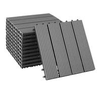 tectake Set Of 11 Outdoor Tiles Tegulas - Grey TECTAKE Grey