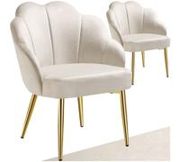 tectake Accent Chair Hellen Set Of 2 - Cream/Gold in Cream | Size: 2 Pack TECTAKE Cream 2 Pack