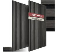 tectake® Set of 2 Acoustic Wall Panels with Real Wood Veneer & MDF, Sound-Absorbing Acoustic Panels with Felt Fabric, Wood Slats, Adjustable Size, Easy Installation, 120 x 60 x 2.1 cm - Black Oak