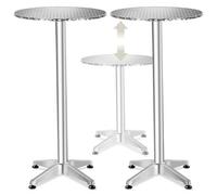Tectake Set Of 2 Aluminium Bar Table Viktor With Foldable Tabletop, Height-Adjustable Frame 57.5 Cm - Silver