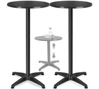 Tectake Set Of 2 Aluminium Bistro Table Frederic, Diameter 60 Cm, Height-Adjustable 57.5 Cm - Black