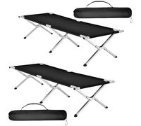 2x Heavy Duty Single Folding Bed Camping Travel Guest Lightweight With Carry Bag