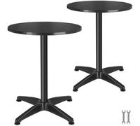 Tectake Set Of 2 Aluminum Bistro Table Frederic 60 Cm, Height-Adjustable 57.5 Cm - Black