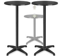 Tectake Set Of 2 Aluminum Bistro Table Viktor 60 Cm, Foldable, Height-Adjustable 57.5 Cm - Black