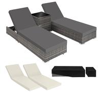 tectake Set Of 2 Aluminum Rattan Lounge Chairs Nautica in Grey | Size: 2 Seater TECTAKE Grey 2 Seater