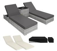 Outdoor Sun Loungers Garden Table Chairs Rattan Furniture Set Reclining Lounger