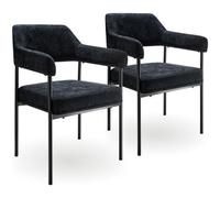 Tectake Set Of 2 Armchair Doé - Durable Fabric, Black Powder-Coated Legs, 120 Kg Load, 58 X 62 X 85 Cm - Woven Fabric Black/black