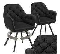 Tectake Set Of 2 Armchair Lucia - Padded, Quilted Pattern, 180 Degree Swivel Chair - Black