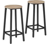 tectake Set Of 2 Bar Stools Corby in Light Brown TECTAKE Light Brown