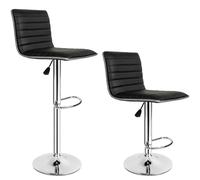 tectake Set Of 2 Bar Stools Johannes in Black TECTAKE Black