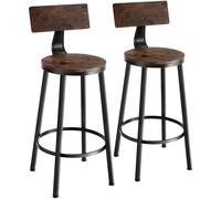 Tectake 2 Bar Stools Poole - Industrial Wood Dark, Rustic, 2