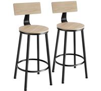 tectake Set Of 2 Bar Stools Poole in Light Oak TECTAKE Light Oak