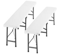 tectake Set of 2 Beer Benches Panja, Weatherproof, 500 kg Weight Capacity in White TECTAKE White
