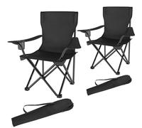 tectake Set Of 2 Camping Chairs Gil in Black | Size: Single TECTAKE Black Single