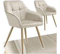 tectake Dining Chair Marilyn in Cream | Size: 2 Pack TECTAKE Cream 2 Pack