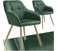 tectake Dining Chair Marilyn Set Of 2 - Dark Green/Gold in Dark Green | Size: 2 Pack TECTAKE Dark Green 2 Pack