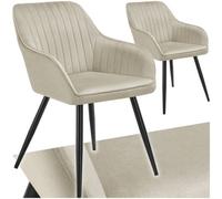 tectake Dining Chair Marilyn Set Of 2 - Cream/Black in Cream | Size: 2 Pack TECTAKE Cream 2 Pack