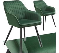 tectake Dining Chair Marilyn Set Of 2 - Dark Green / Black | Size: 2 Pack TECTAKE Dark Green 2 Pack