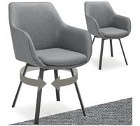 Tectake Set Of 2 Dining Chair Alicon - Swivel Armchair With Padding And Continuous Backrest - Anthracite