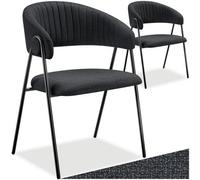 Tectake Bedano Dining Chair Black Set Of 2, Black