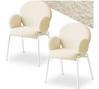 Tectake Set Of 2 Dining Chair - Bou over, Plush Padding, High Backrest - Cream