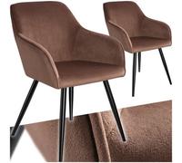 Tectake Accent Chair Marilyn Set Of 2 w/ Black Legs, Brown