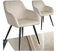 Tectake 2 Marilyn Velvet-look Chairs - Cream And Black, Cream