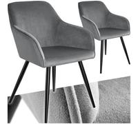 tectake Accent chair Marilyn | Set of 2 with black legs - grey/black