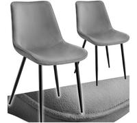 Tectake Velvet Accent Chair Monroe Set Of 2 - Grey