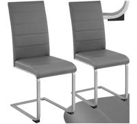 Tectake Set Of 2 Dining Chairs - Cantilevered, High Backrest, Flat Steel Frame - Grey