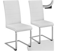 Tectake Set Of 2 Dining Chairs - Cantilevered, High Backrest, Flat Steel Frame - White