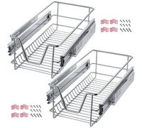 tectake Set Of 2 Drawer With Telescopic Runners 30 Cm in Silver TECTAKE Silver