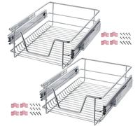 tectake Set Of 2 Drawer With Telescopic Runners 40 Cm in Silver TECTAKE Silver