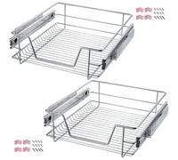 tectake Set Of 2 Drawer With Telescopic Runners 50 Cm in Silver TECTAKE Silver