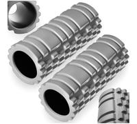 tectake® Set of 2 Foam Rollers for Exercise & Deep Tissue Massage, Muscle Massage Roller with Medium Hardness & 2-Zone Tread, EVA Foam Roller Set for Fitness, Yoga, Pilates, Physical Therapy - Grey