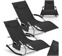 tectake Sun Lounger Taya in Black | Size: 2 Seater TECTAKE Black 2 Seater