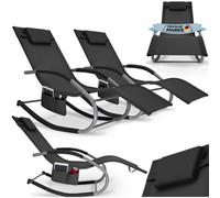 tectake Sun Lounger Taya in Black | Size: 2 Seater TECTAKE Black 2 Seater