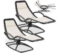 Tectake Set Of 2 Sun Lounger Toulon - Ergonomic, Rocking Function - Beige