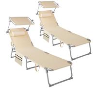 tectake Set Of 2 Sun Loungers Cloé in Beige | Size: 1 Seater TECTAKE Beige 1 Seater