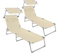 tectake Set Of 2 Sun Loungers Cloé in Beige | Size: 2 Seater TECTAKE Beige 2 Seater
