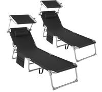 Tectake Set of 2 Sun Loungers Chloe - Foldable, Adjustable Sun Canopy