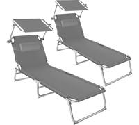 Tectake 2 Chloe Sun Loungers Grey, Grey